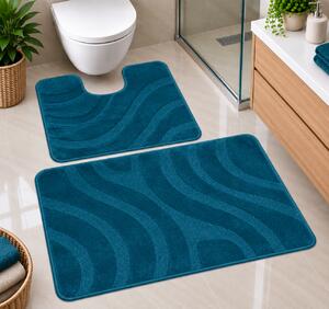Set 2 Covorase antiderapante de baie, Symphony 2569, Turcoaz, Diverse Marimi 60 x 100/50 x 60