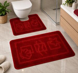 Set 2 Covorase antiderapante de baie Maritime 2577, Grena Rosu 50 x 80 / 40 x 50