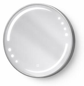 Oglinda LED rotunda 6911 Ø70, rama aluminiu argintiu