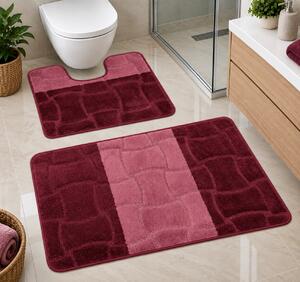 Set 2 Covorase antiderapante de baie, Model Sariyer 2576, Mov 50 x 80 / 40 x 50