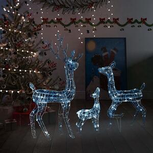 Decorațiune de Crăciun familie reni 300 LED-uri alb rece acril