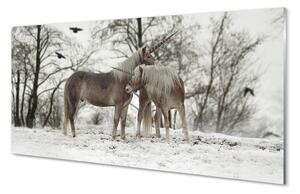 Panouri de sticlă Iarna unicorni pădure