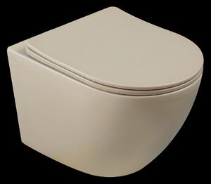 Invena Tavro, vas de toaletă suspendat 490x360x350 mm + capac WC, QFS, bej-cappuccino, INV-CE-71-008-Y