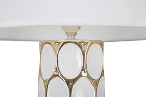 Veioză alb-auriu din ceramică cu abajur textil (înălțime 56 cm) Glam Carv – Mauro Ferretti