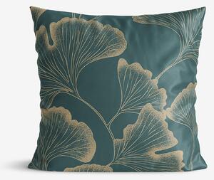 Goldea față de pernă din bumbac satinat - frunze de ginkgo pe verde-închis 45 x 45 cm
