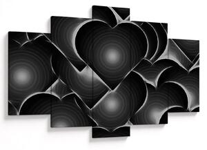 Tablou cu inimile alb - negre (150x105 cm)