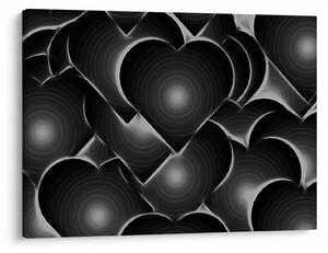 Tablou cu inimile alb - negre (70x50 cm)