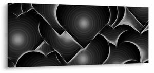 Tablou cu inimile alb - negre (120x50 cm)