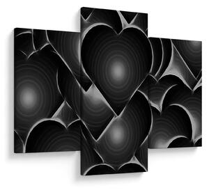 Tablou cu inimile alb - negre (90x60 cm)