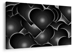 Tablou cu inimile alb - negre (90x60 cm)