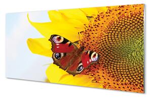 Tablouri acrilice floarea-soarelui fluture