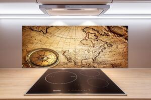 Sticlă pentru bucătărie Compass pe hartă
