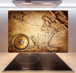 Sticlă pentru bucătărie Compass pe hartă