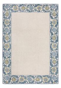 Covor albastru-fildeș țesut manual din amestesc de lână 160x230 cm Myla Floral Frame – Flair Rugs