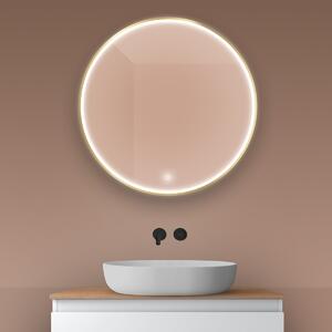 Oltens Nordlis oglindă 80x80 cm rotund cu iluminare cu covoraș de încălzire auriu 64101800