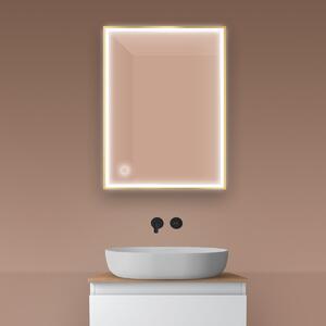 Oltens Nordlis oglindă 60x80 cm dreptunghiular cu iluminare cu covoraș de încălzire auriu 64105800