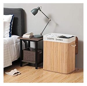 Cos de rufe, Songmics, Lemn, Natural, LCB64Y, 100L, 52 x 32 x 62 cm