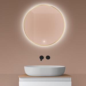 Oltens Nordlis oglindă 60x60 cm rotund cu iluminare cu covoraș de încălzire auriu 64108800