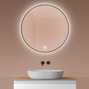 Oltens Nordlis oglindă 80x80 cm rotund cu iluminare cu covoraș de încălzire negru 64109300