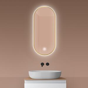 Oltens Nordlis oglindă 40x90 cm oval cu iluminare cu covoraș de încălzire auriu 64113800