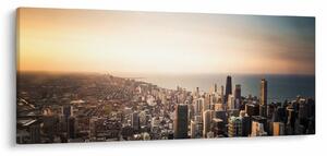 Tablou apusului de soare deasupa orașului (120x50 cm)