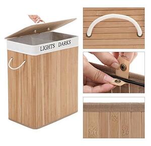 Cos de rufe, Songmics, Lemn, Natural, LCB64Y, 100L, 52 x 32 x 62 cm