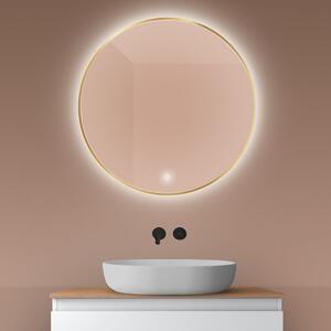 Oltens Nordlis oglindă 80x80 cm rotund cu iluminare cu covoraș de încălzire auriu 64109800