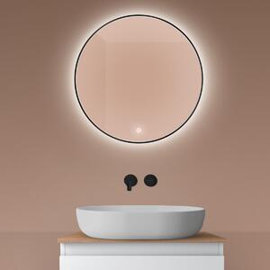 Oltens Nordlis oglindă 60x60 cm rotund cu iluminare cu covoraș de încălzire negru 64108300