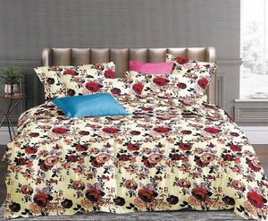 Lenjerie de pat cu husa elastic Callia din bumbac mercerizat, multicolor