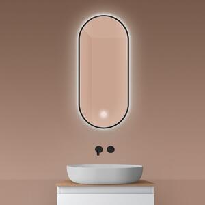 Oltens Nordlis oglindă 40x90 cm oval cu iluminare cu covoraș de încălzire negru 64113300