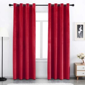 Draperie din catifea cu inele albe, Madison, 150x210 cm, densitate 700 g ml, Rosu, 1 buc