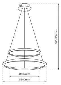 Lustră LED pe cablu HOOP LED/51W/230V d. 60 cm 4000K negru