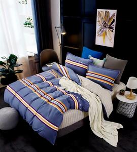 Lenjerie de pat pentru o persoana cu husa elastic pat si fata perna dreptunghiulara, Victoria Falls, bumbac mercerizat, multicolor