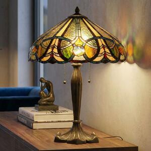 Clayre&Eef Lampă de masă 5299, Tiffany, 2 comutator șnur, Multicolor, Camera de zi / sufragerie, Sticlă, Tiffany