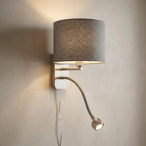 Trio Lighting Aplică de perete pentru hotel cu lumină lectură LED, rotundă, gri, Gri, dormitor, Metal, Modern, Lumină de lectură
