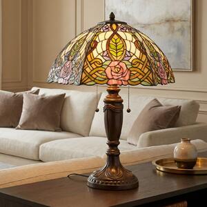 Clayre&Eef Lampă de masă paradisiacă Eden stil Tiffany, Multicolor, Camera de zi / sufragerie, Sticlă, Tiffany