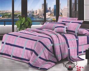 Lenjerie de pat pentru o persoana cu husa elastic pat si fata perna dreptunghiulara, Leith, bumbac mercerizat, multicolor
