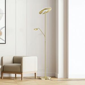 FISCHER & HONSEL Lampadar LED Dent, culoarea alamei, 180 cm, CCT, 2 becuri, reglabil, Auriu / Alamă, Camera de zi / sufragerie, Metal, Modern, Lumină de lectură