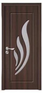 Usa Interior din MDF Novo Doors ND310, Cadru din Lemn Masiv, Geam Sablat, KIT COMPLET, Toc , Manere si balamale incluse (Culoare: Wenge, Dimensiune: 60 cm, Maner: Standard, Toc: Fix)