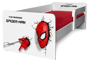 Pat copii Spiderman P1 2-12 ani cu protectie laterala detasabila si saltea Basic inclusa