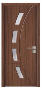 Usa Interior din MDF Novo Doors ND508, Cadru din Lemn Masiv, Geam Sablat, KIT COMPLET, Toc , Manere si balamale incluse (Culoare: Nuc, Dimensiune: 60 cm, Maner: Standard, Toc: Fix)