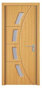 Usa Interior din MDF Novo Doors ND508, Cadru din Lemn Masiv, Geam Sablat, KIT COMPLET, Toc , Manere si balamale incluse (Culoare: Stejar Deschis, Dimensiune: 60 cm, Maner: Standard, Toc: Fix)