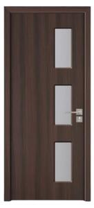 Usa Interior din MDF Novo Doors ND316, Cadru din Lemn Masiv, Geam Sablat, KIT COMPLET, Toc , Manere si balamale incluse (Culoare: Wenge, Dimensiune: 60 cm, Maner: Standard, Toc: Fix)