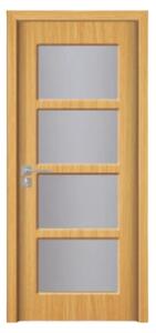 Usa Interior din MDF Novo Doors ND317, Cadru din Lemn Masiv, Geam Sablat, KIT COMPLET, Toc , Manere si balamale incluse (Culoare: Stejar Deschis, Dimensiune: 60 cm, Maner: Standard, Toc: Fix)