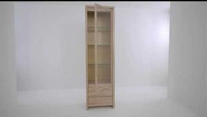 Vitrina KASPIAN, alb/stejar sonoma, PAL/sticla securizata, 56x41x201 c