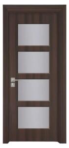 Usa Interior din MDF Novo Doors ND317, Cadru din Lemn Masiv, Geam Sablat, KIT COMPLET, Toc , Manere si balamale incluse (Culoare: Wenge, Dimensiune: 60 cm, Maner: Standard, Toc: Fix)