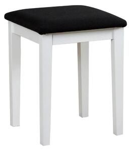 Scaun taburet T3, stofa clasica negru - Neve 100, picioare albe, 36x36