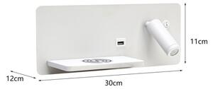 Immax 08286L-LED Aplica LED cu poli, USB și încărcare wireless, 3W/230V + LED 3W