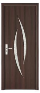 Usa Interior din MDF Novo Doors ND100, Cadru din Lemn Masiv, Geam Sablat, KIT COMPLET, Toc , Manere si balamale incluse (Culoare: Wenge, Dimensiune: 60 cm, Maner: Standard, Toc: Fix)