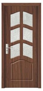 Usa Interior din MDF Novo Doors ND109, Cadru din Lemn Masiv, Geam Sablat, KIT COMPLET, Toc , Manere si balamale incluse (Culoare: Nuc, Dimensiune: 60 cm, Maner: Standard, Toc: Fix)